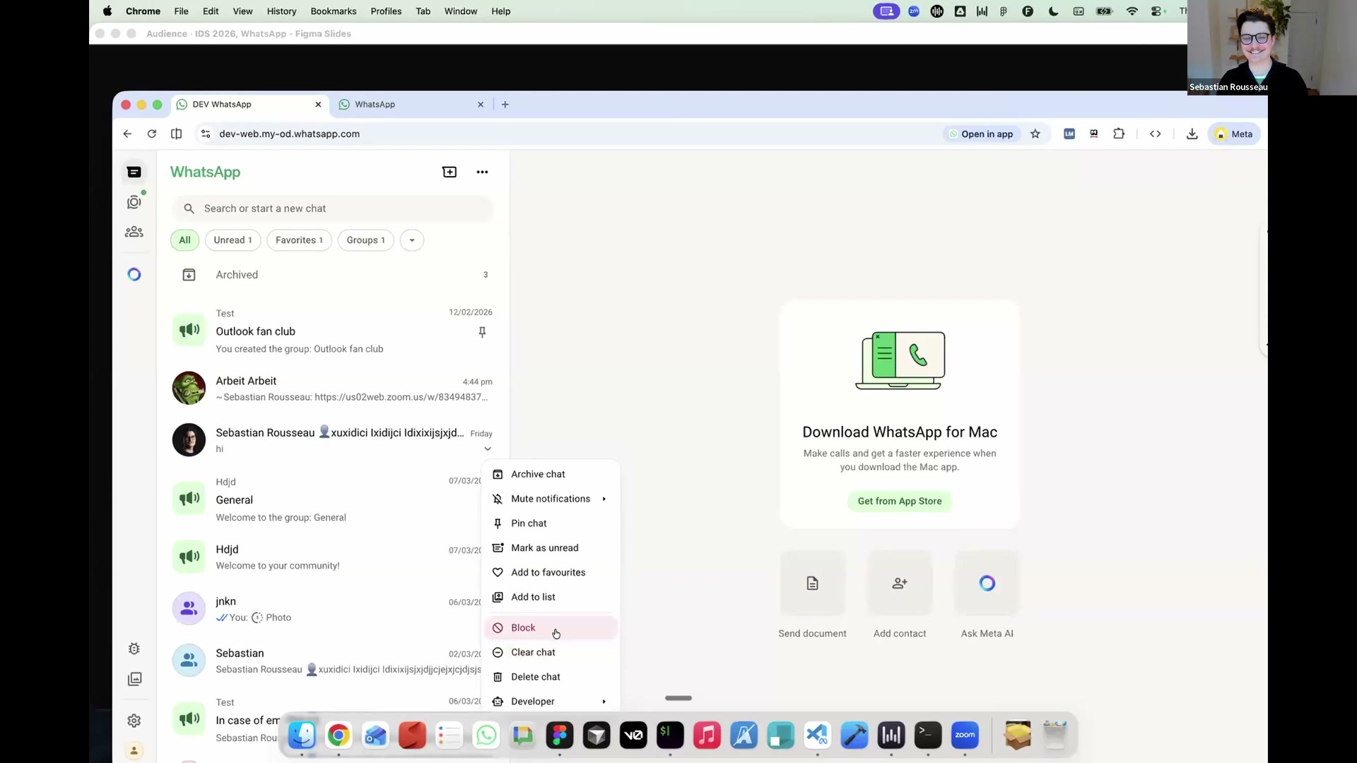 Sebastian Rousseau, Lead Designer of WhatsApp Web design system, presenting his AI coding stack with Claude Code, VS Code and Figma at the AI Design Systems Conference 2026